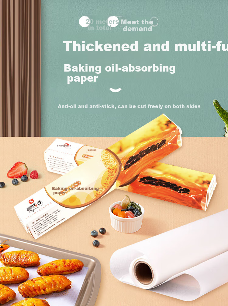 Suncojia Silicone Paper, Barbecue Paper, Oil-Absorbing Paper, Non-Stick Baking Paper for Oven Use, Home Use, Air Fryer Paper, 10 Meters 1