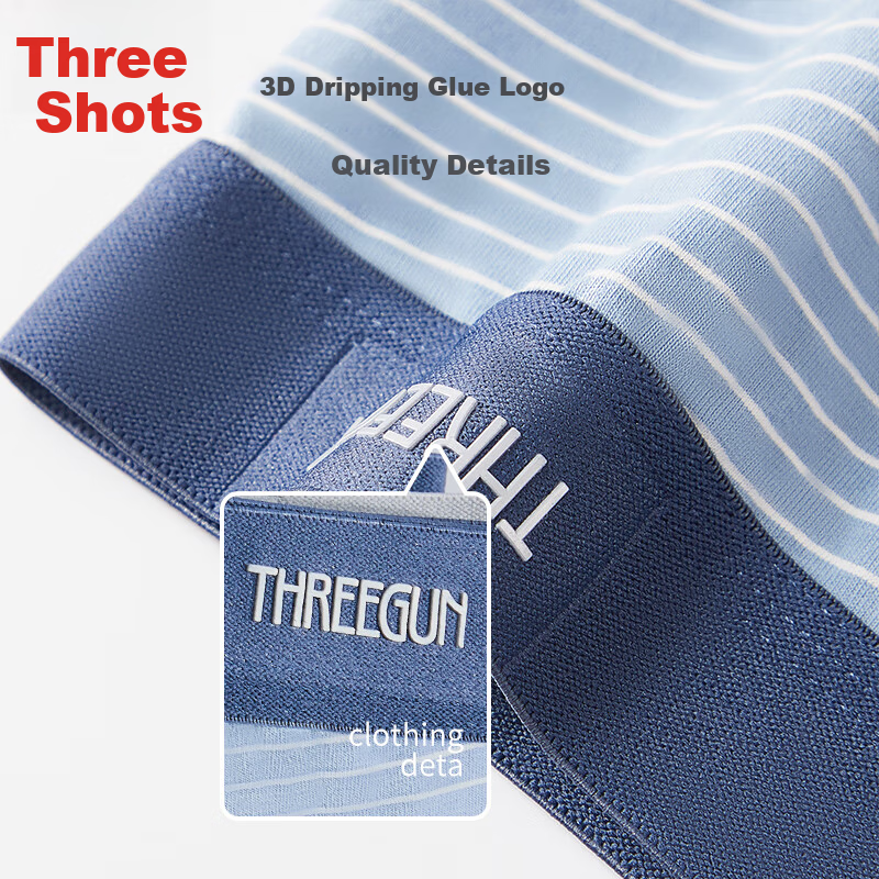 Мужские трусы THREEGUN [Jian Series], 3 шт., хлопок 95%, спандекс 5%, антибактериальные, размер L, классический полосатый стиль