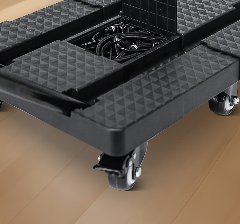 SELORSS Folding Flat Cart Luggage Trolley Hand Pull Cart Turtle Cart Trailer Cargo Transport Seven-Wheel Black BY03-P 5
