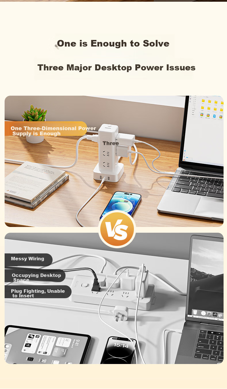 PHILIPS 12-Outlet 1.7m Desktop Standing Power Strip/Extension Cord/Power Bar/Power Board/Power Strip with Overload Protection, 3C Certified for Home And Office Use 2