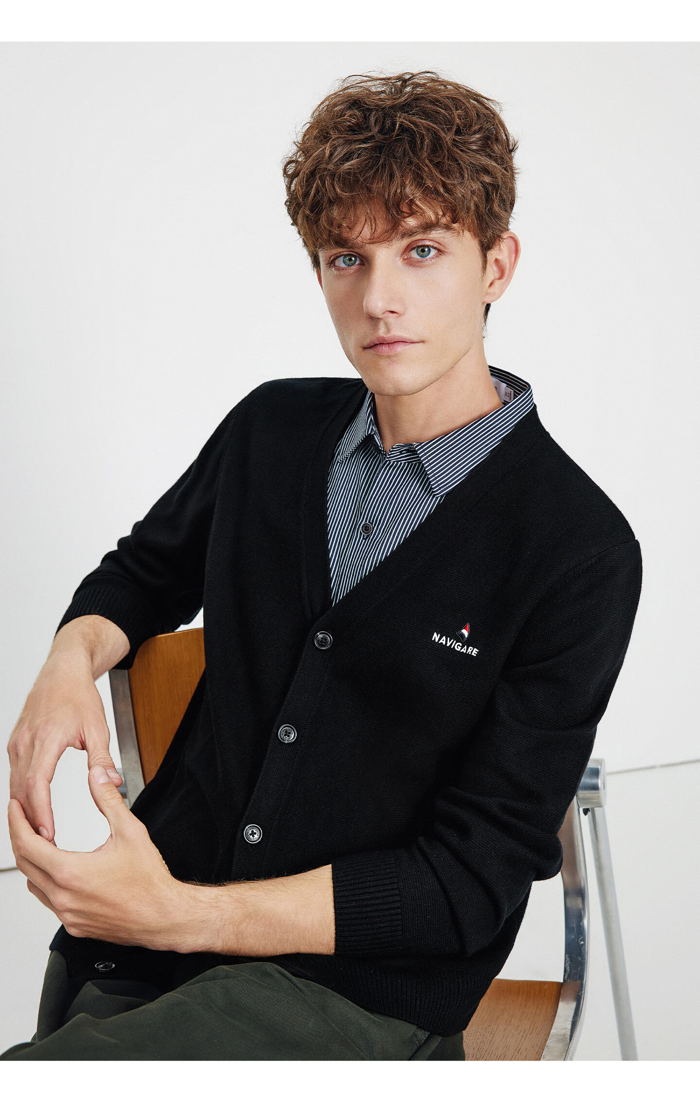 Navikail Italy Small Sailboat 25 Autumn Winter Men's Two-in-One V-Neck Knit Shirt Sweater 1144015305 9