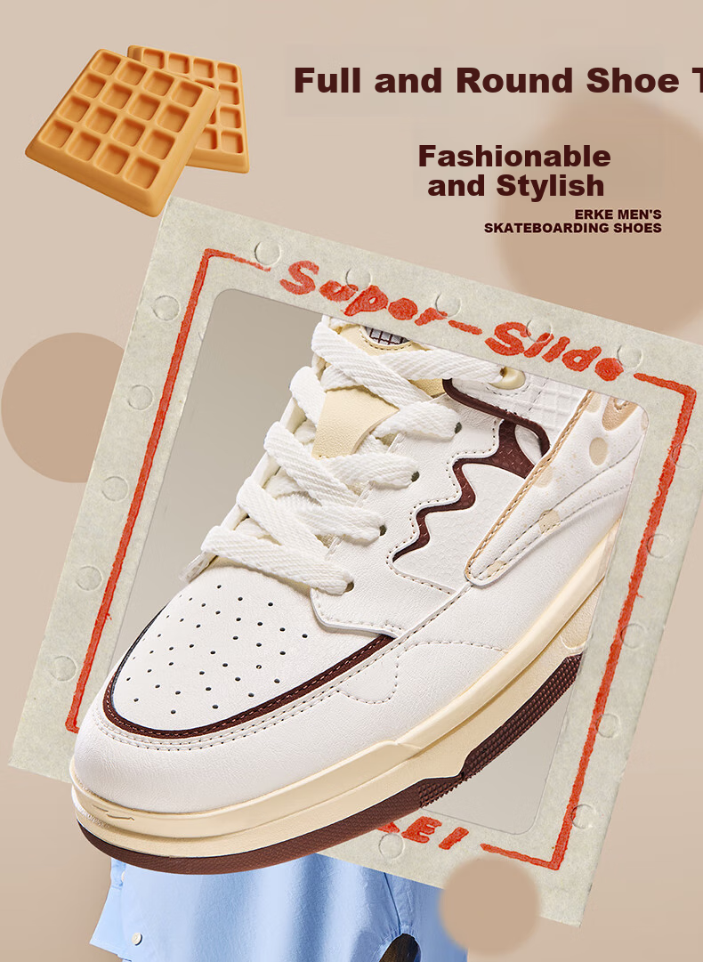 ERKE Men's Skateboard Shoes, Summer New Style Breathable Versatile Casual Shoes Comfortable Sneakers | Wushuang 3.0 - Waffle 13