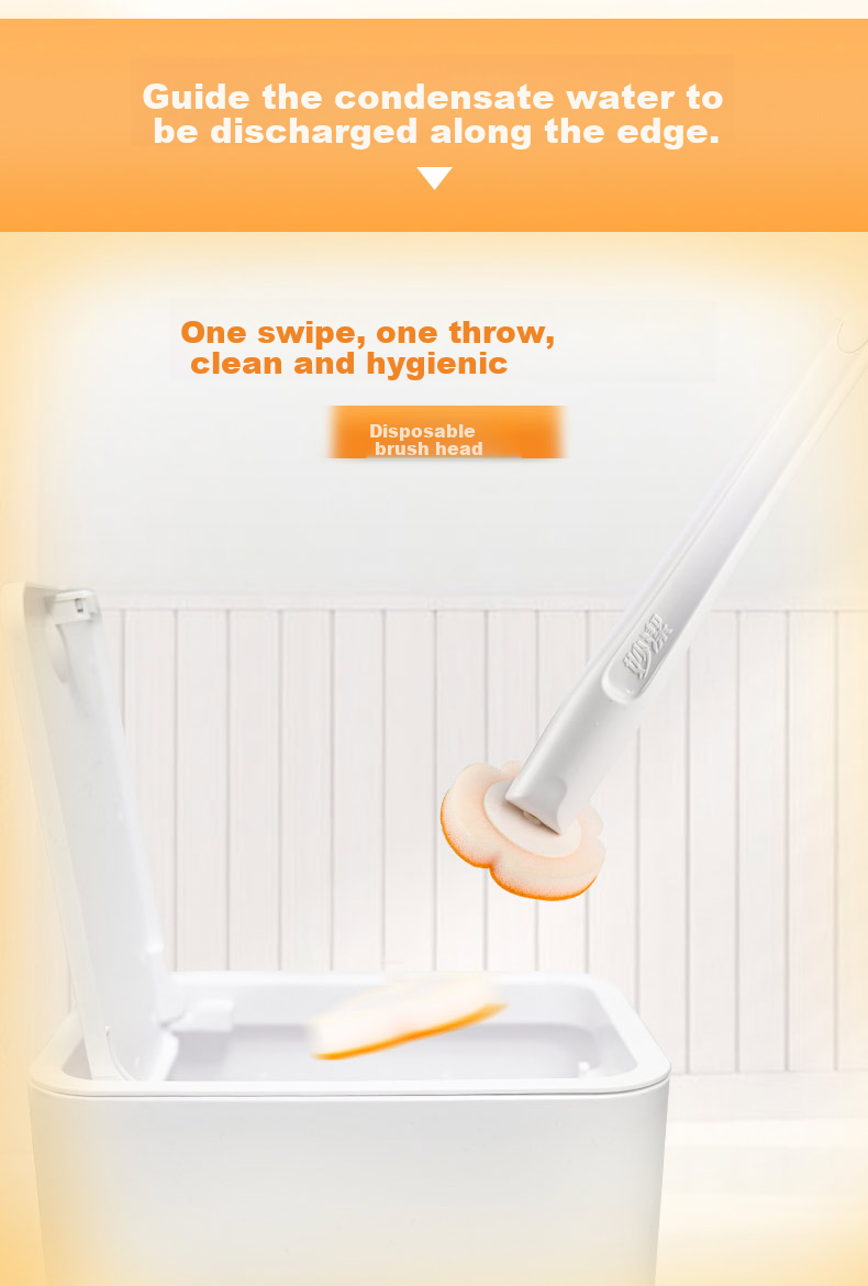 MIAOJIE Disposable Toilet Brush with 7 Replacement Heads, Wall-Mountable, Ready-To Disposable, Orange Oil Stain Removal 3