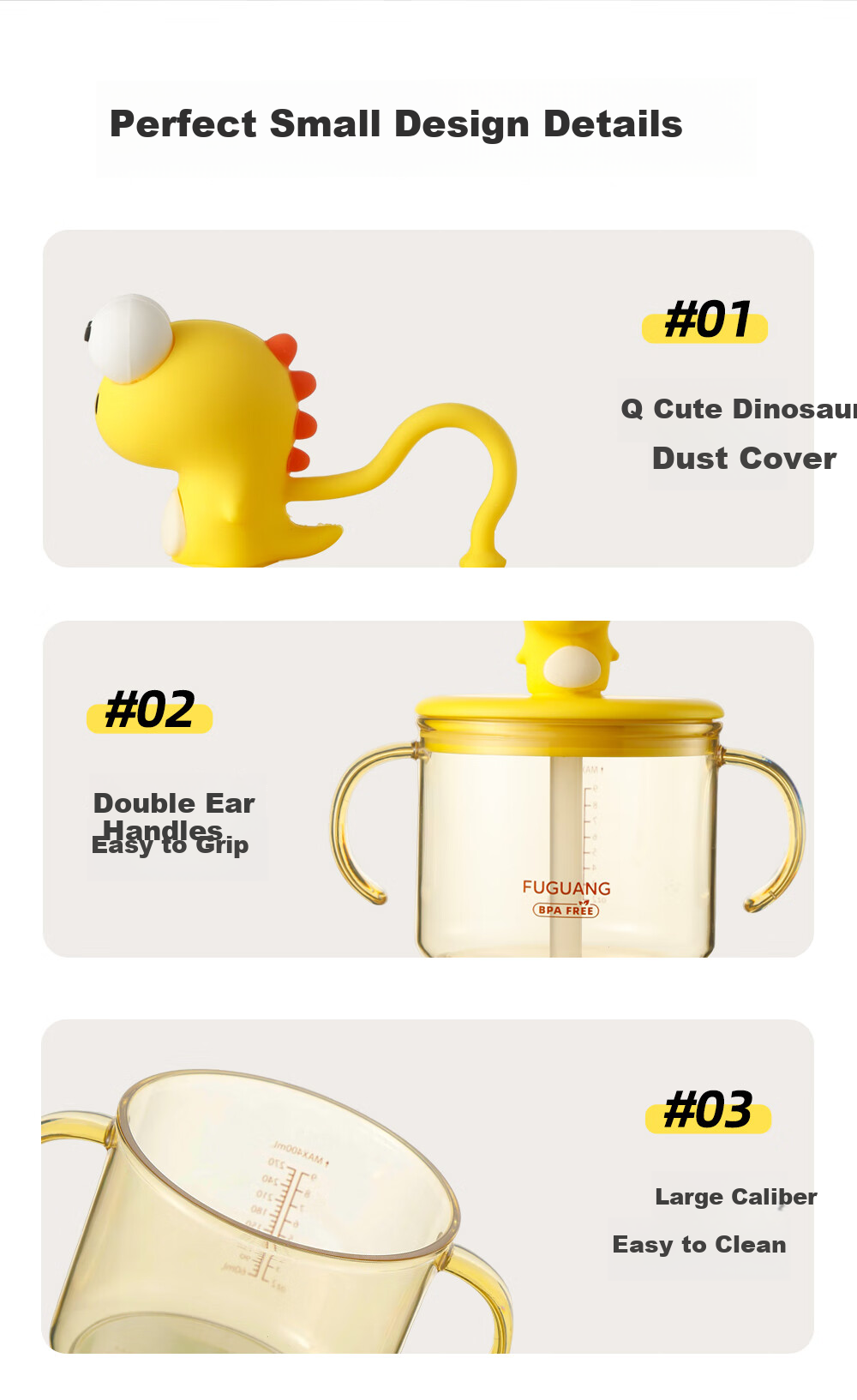 FGA Fuguang Children's Milk Cup with Handle And Scale, Direct Drinking Water Bottle for Babies, PPSU Straw Cup for Learning to Drink 14