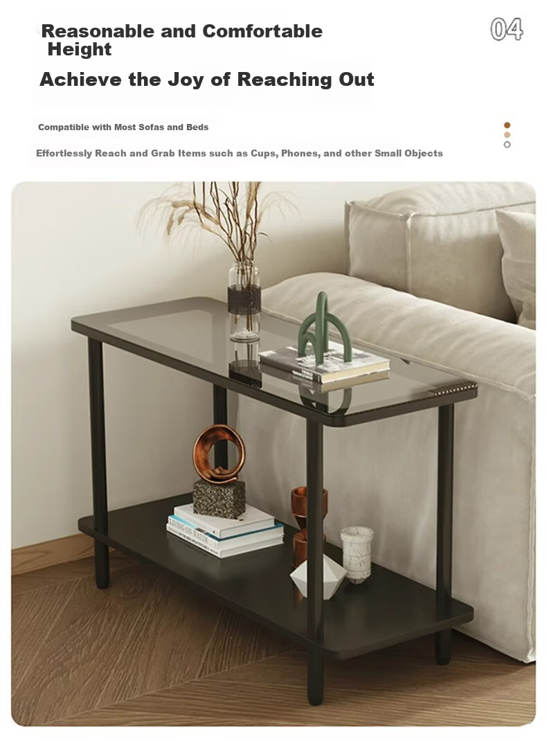 FENJIEXIAN Side Table, Coffee Table, Living Room Light Luxury Small Tea Table, Tempered Glass Tea Stand, Bedside Table, Double-Layer Storage Tea Table 14