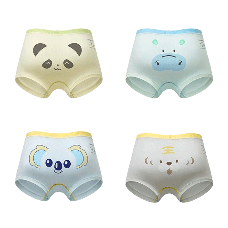 JOYNCLEON Kids Boys Girls Antibacterial Sweat-Absorbent Long-Staple Cotton Boxer Shorts 4-Pack jyf151191