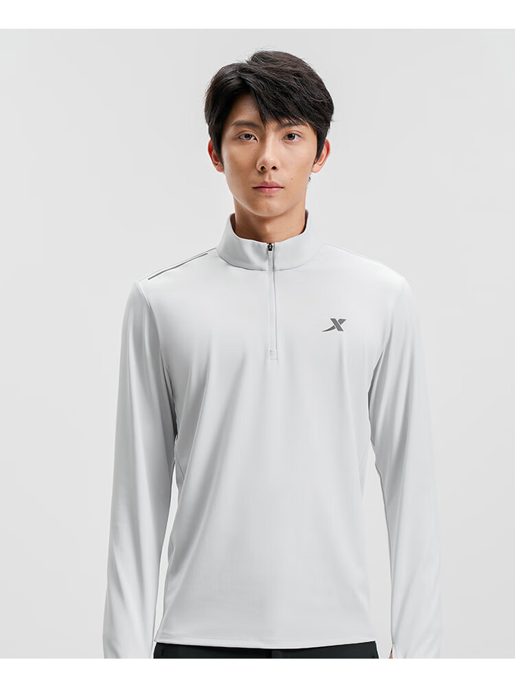 Xtep Men's Quick-Dry Long Sleeve Sports Shirt with Half-Zip, Breathable Fitness Running Outdoor Top 79