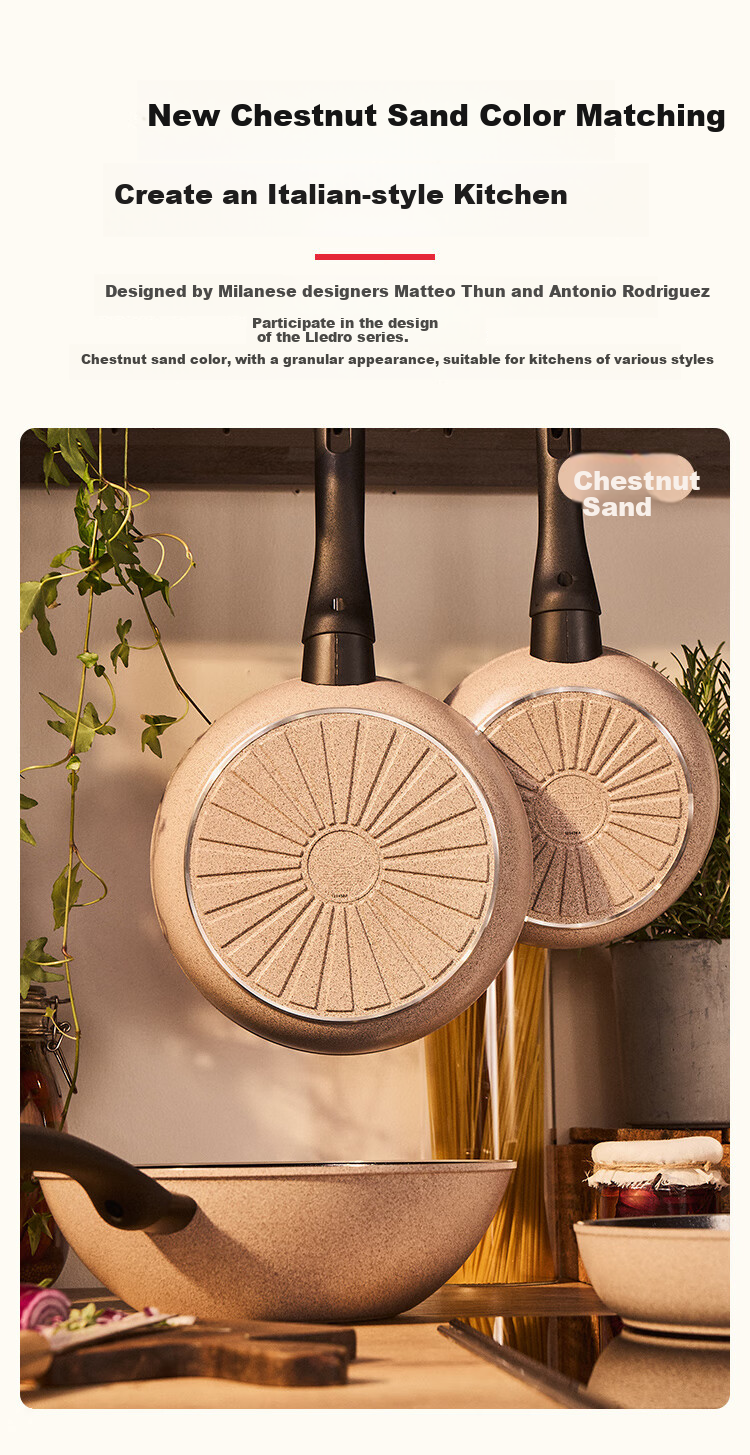 BALLARINI Non-Stick Pan with Titanium Ceramic Coating, Flat Bottom Pan for Induction Cooker, 24CM Laidro Series 5