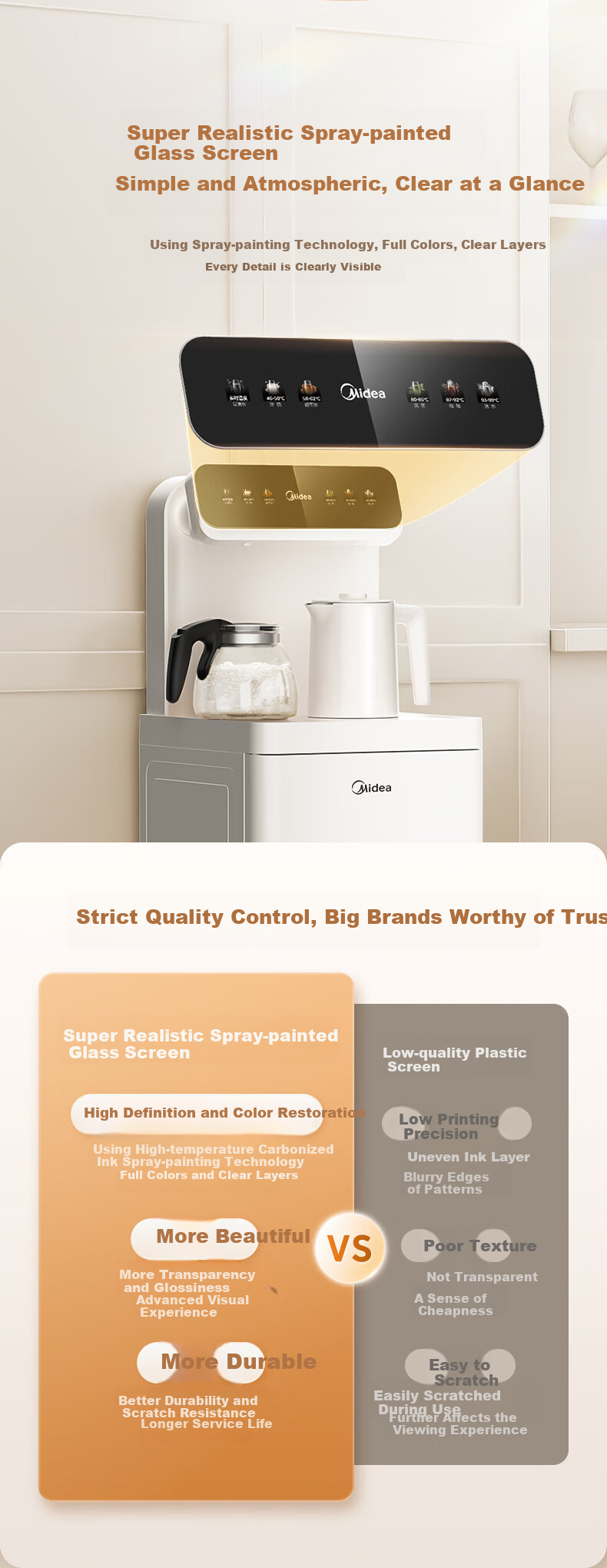 Midea White Moonlight Tea Bar Machine Water Dispenser Home Electric Kettle Living Room Floor-Standing Bottled Multi-Functional Tea Bar Cabinet Electric Kettle Health Pot YCR-2366 10