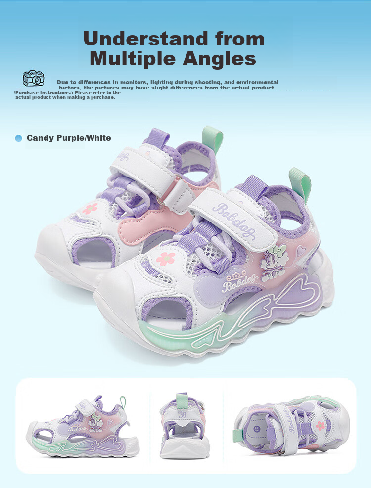 BOBDOG Girls' Summer Breathable Walking Shoes, Soft-Soled Children's Sandals, 105352072, Light Pink/beige, Size 22 5