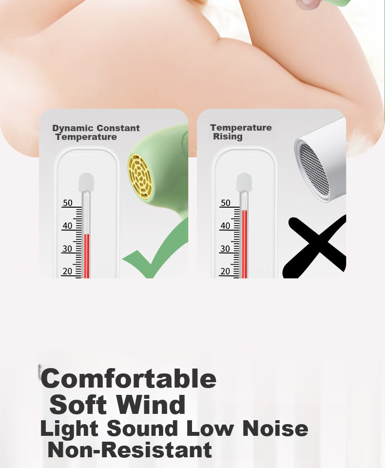 AUX Infant Hair Dryer for Red Bottoms, Wireless Rechargeable Newborn Baby Hair Care Low Radiation Constant Temperature Low Noise Gentle Wind Portable Maternity Hair Dryer Full Moon Gift 13