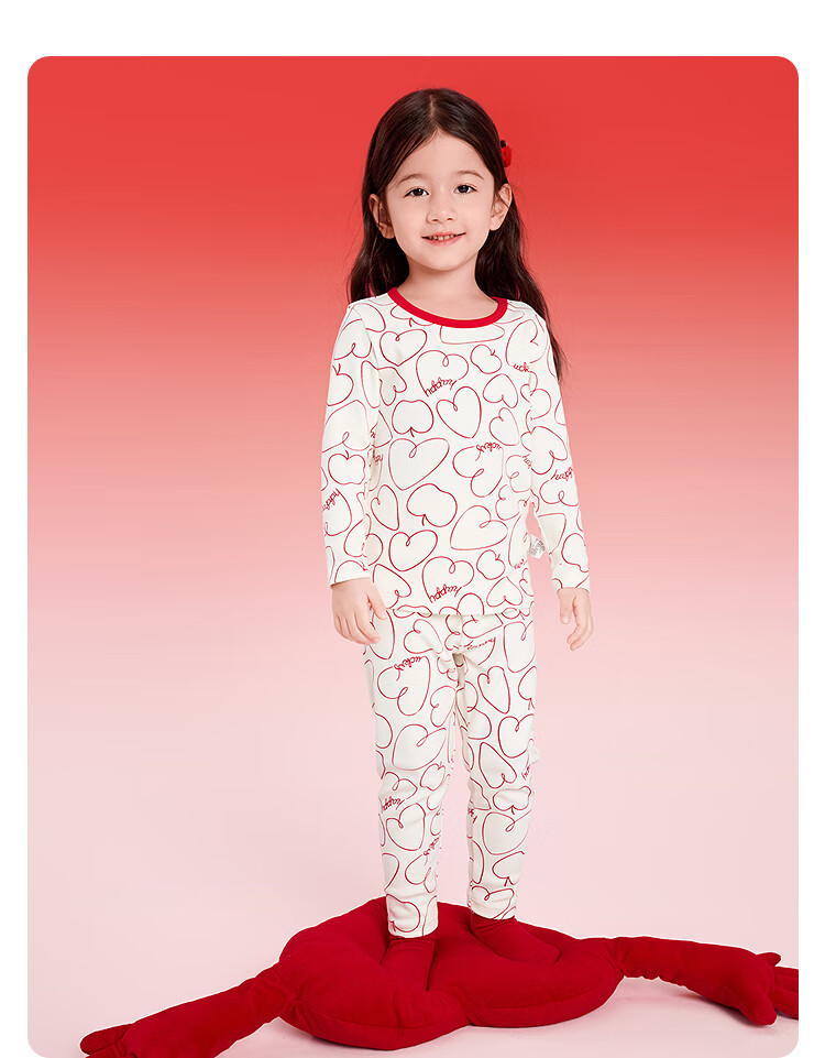 Balabala Kids Children's Underwear Set Girls 2026 New Spring Red Pajamas Sleepwear Baby Autumn Clothes New Year 6