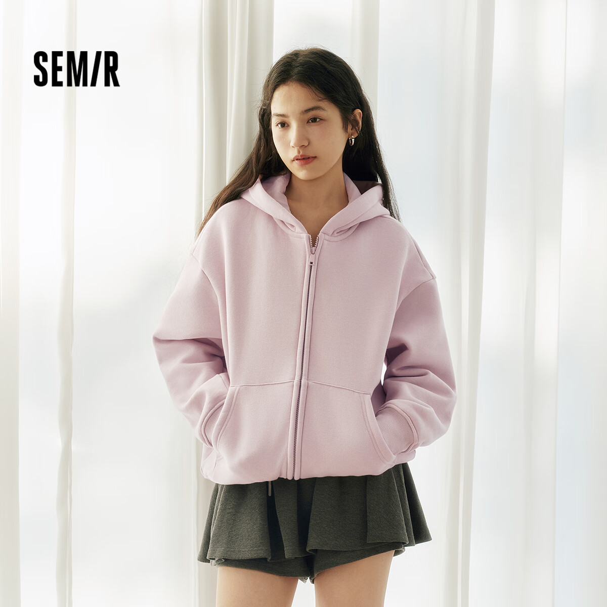 Semir Women's Fleece Drop Shoulder Loose Casual Winter 2025 Hooded Jacket Ins Trend 109725108005
