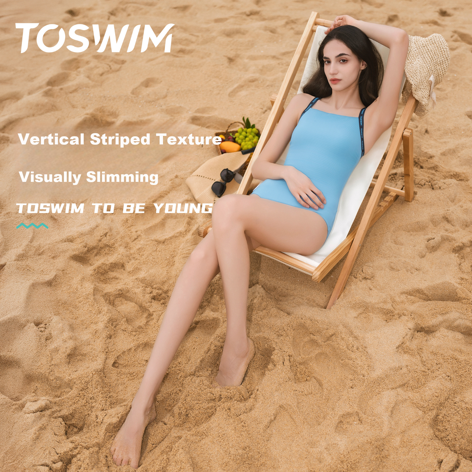 TOSWIM Women's One-Piece Swimsuit, Sleeveless Triangle Top with Wide Straps, Tummy Control Slimming Swimwear for Women, Misty Blue with Webbing, 3XL