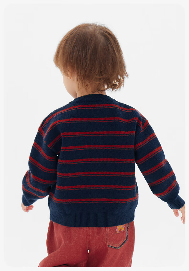 Ciciibear Boys' Thickened Anti-Static Pilling Sweater Cardigan Autumn Winter Striped Jacket for Babies and Girls 19