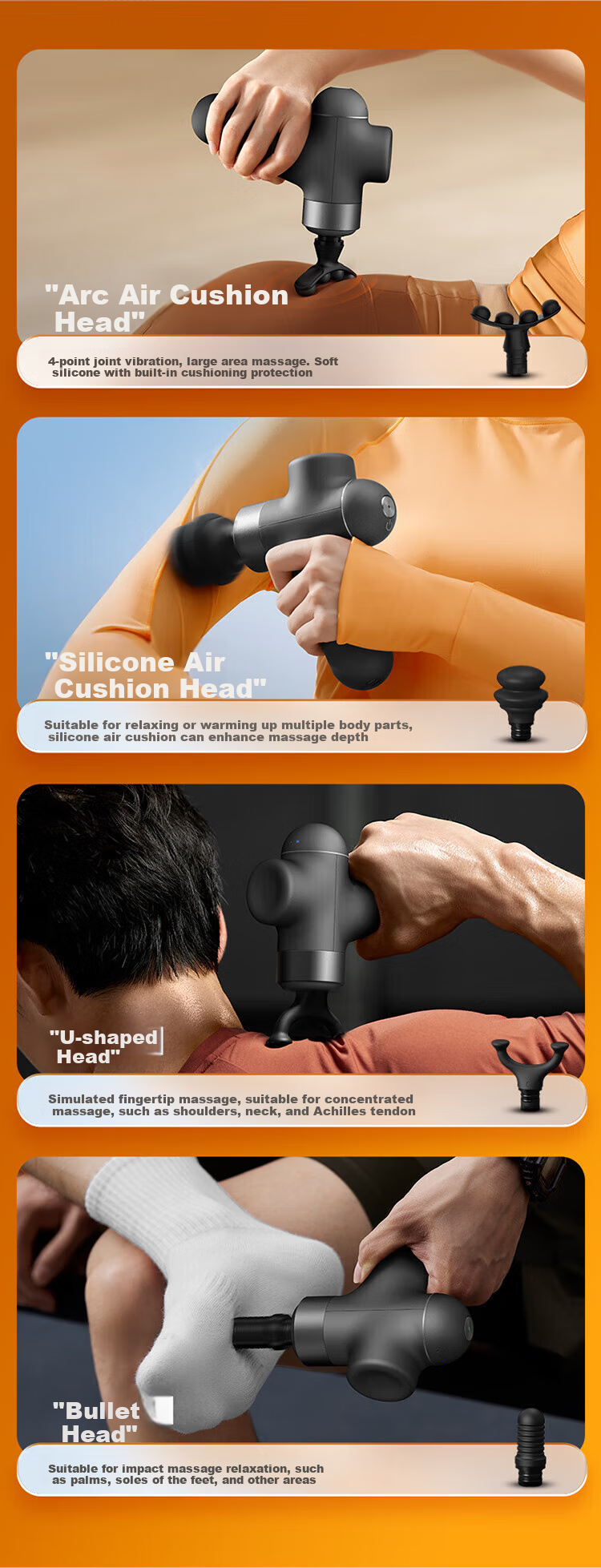 Philips Self-Help Fascia Gun Massage Gun for Waist, Back, Shoulders, Neck Full Body Muscle Relaxation Multi-Function Vibrating Massager 3504G Birthday Holiday Gift for Men and Women 4