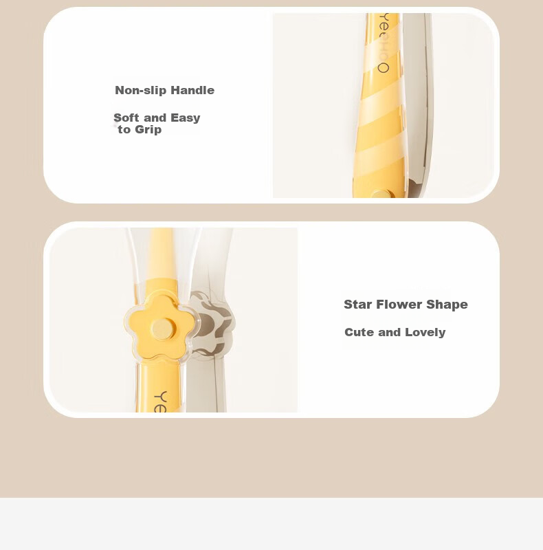 YEEHOO Silicone Spoon for Baby Food, Infant Feeding Spoon, Newborn Water Feeding Silicone Soft Spoon, Tableware for Milk And Rice Powder - Maple Yellow 23