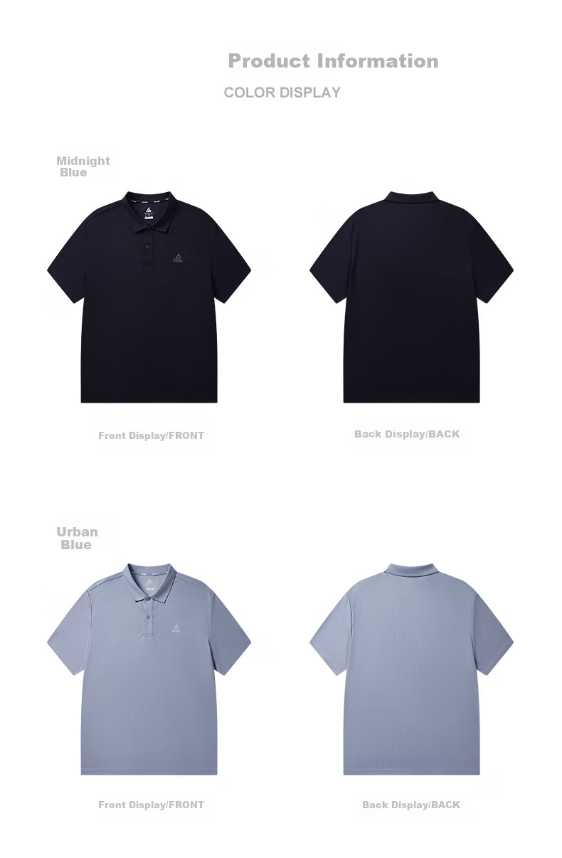 PEAK Polo Shirt for Men, Summer New Style, Sports Fitness Business Top, Breathable Casual T-Shirt, Loose Short Sleeve DF652241 35