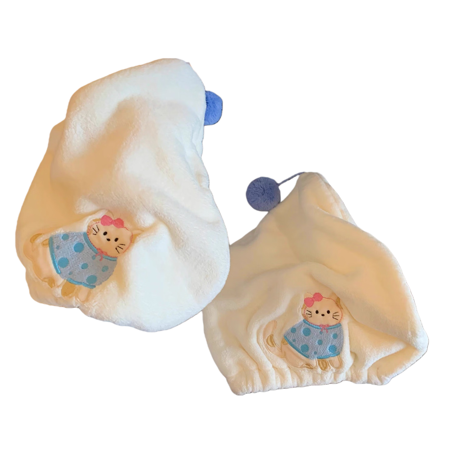 Fanyejia Cute Cat Hair Drying Cap for Women, Highly Absorbent Quick-Drying Hair Wrap, Student Hair Towel, Shower Cap, Coral Fleece