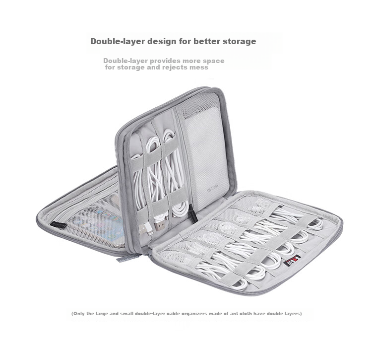 BUBM Earphone Data Cable Storage Pouch, Digital Accessory Organizer, Charger Case, Hard Drive USB Flash Drive Travel Portable Organizer Bag Accessory Pouch, Single Layer Mini, Gray 3