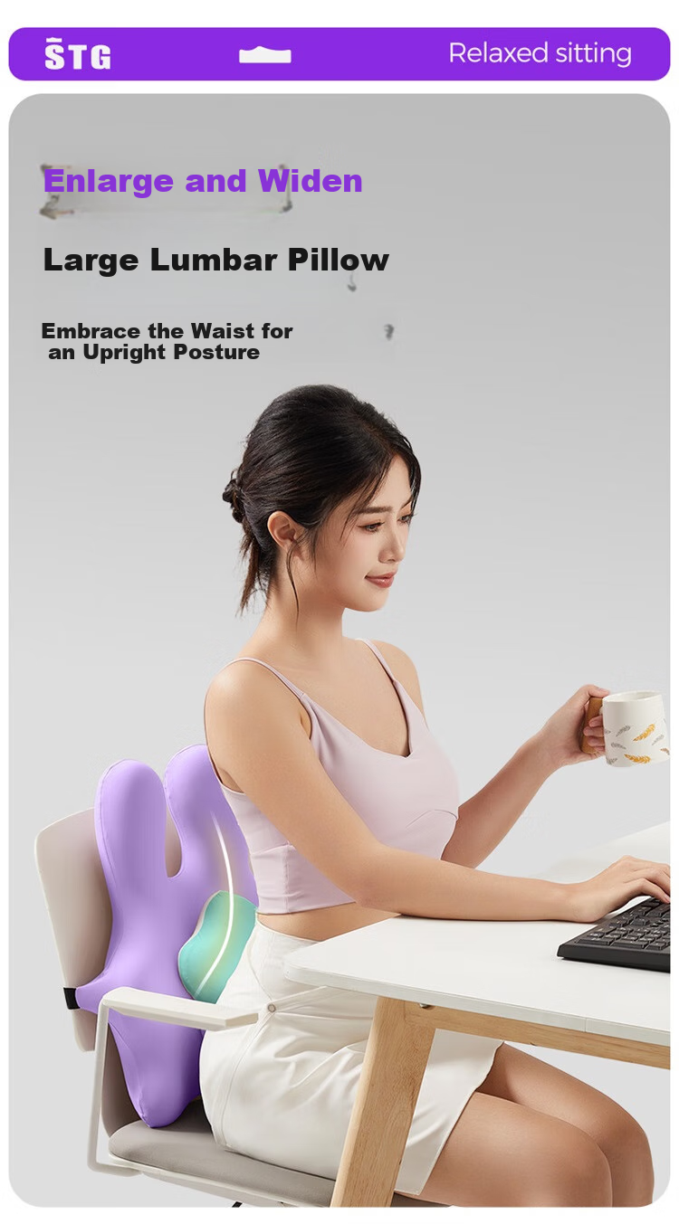 SITGOOD Lumbar Support Cushion, Office Back Pillow, STG Seat Pad, Long-Sitting Waist Protector, Mid-Autumn Festival Gift, Purple 5