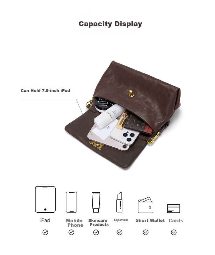 HR Handbag, Women's Large Capacity Commuter Shoulder Bag, Genuine Leather Underarm Bag, Women's Birthday Gift 14