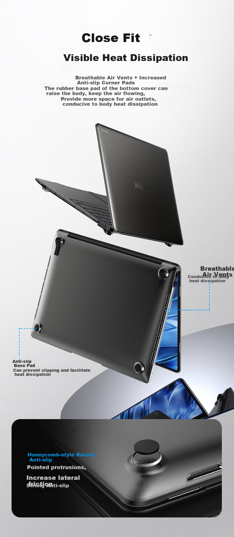 VOKAMO Waterproof Ultra-Thin Keyboard Cover Protector for Huawei MateBook GT14 Laptop 8