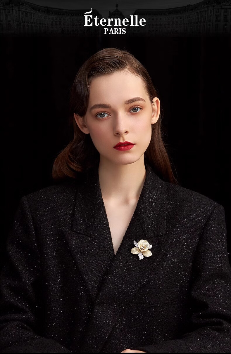 Eternelle French Original Design Camellia Brooch, High-End Luxurious Elegant Corsage, Women's Gift 4