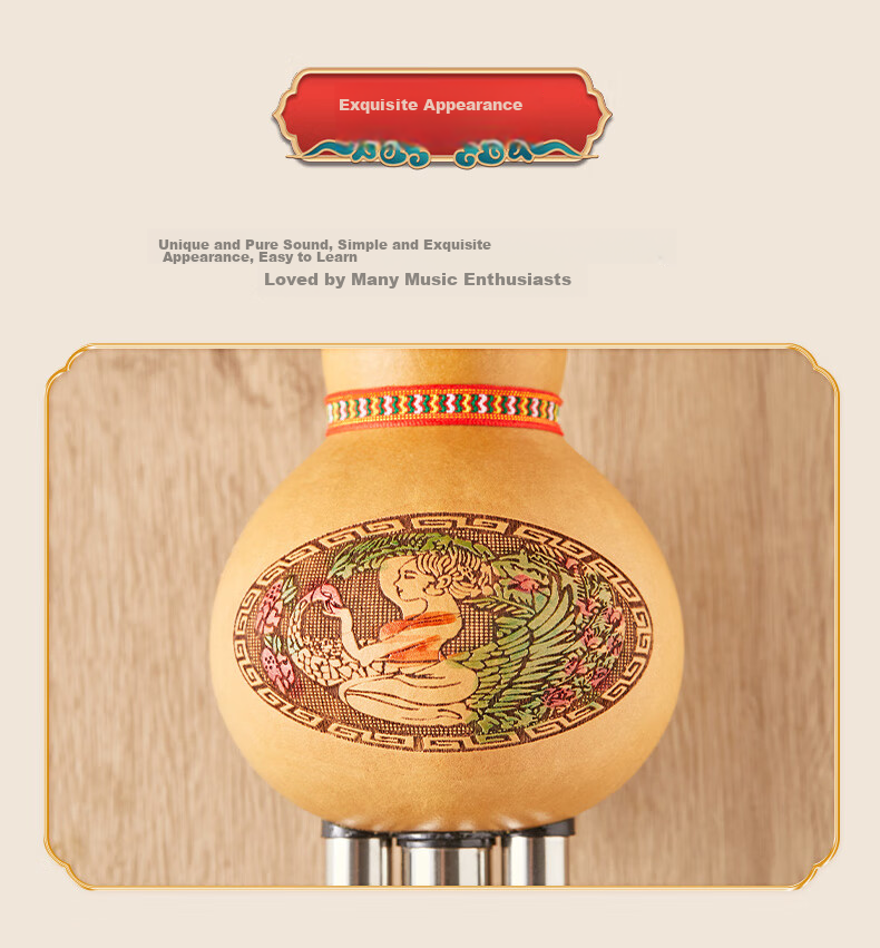 Xiangsiniao Hulusi Instrument, Three-Tone C Key, White Copper Purple Bamboo Plum Blossom Buckle Hulusi for Beginners, XS2037 7
