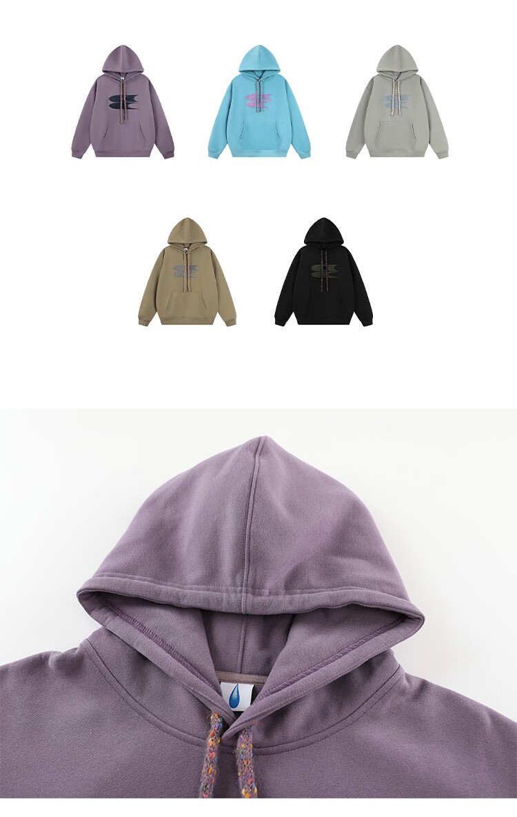 Crying Center Autumn Winter Hooded Logo Polka Dot Drawstring Fleece Thickened Sweatshirt Khaki Gray XS 15