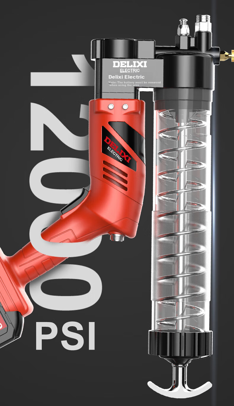 DELIXI Electric Grease Gun, 21V/24v Fully Automatic Caterpillar Filling Machine, High-Pressure Lithium Battery Excavator, Suire Model, 2Ah 7