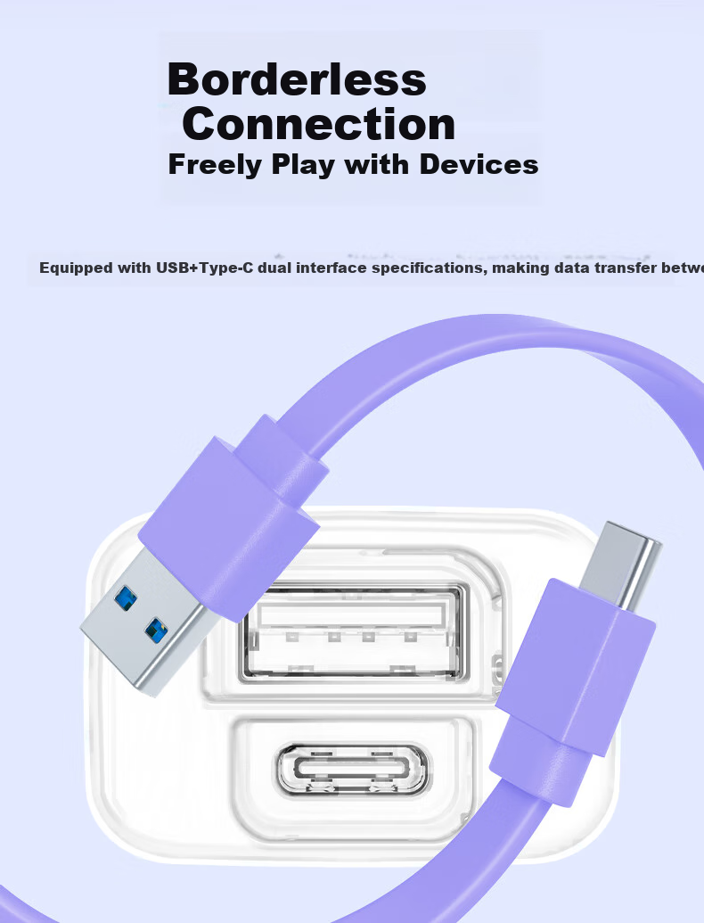 Pisen USB/Type-C Hub, 7-Port High-Speed Expansion Dock, HUB Splitter Extension Cable, One-To Expansion for Desktop Computers, Keyboard And Mouse Connectors with Hard Drive, Independent Control, 1m 6