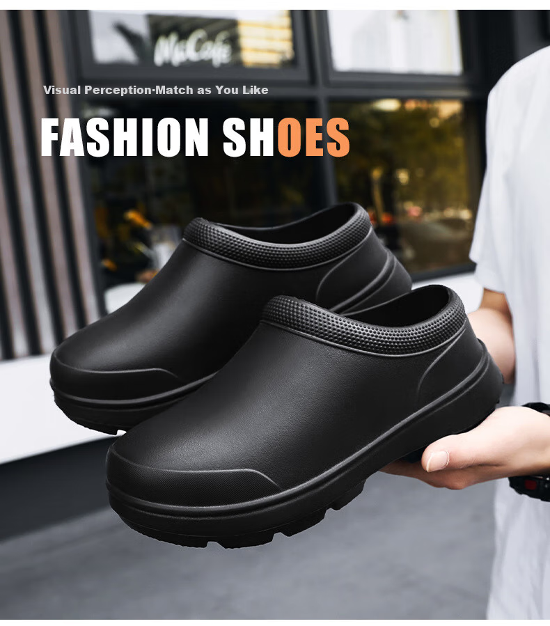 FOOTOPPO EVA Chef Work Shoes for Men, Kitchen-Specific Non-Slip Shoes, Black Oil-Resistant Chef Shoes for Men And Women, Waterproof Shoes 6