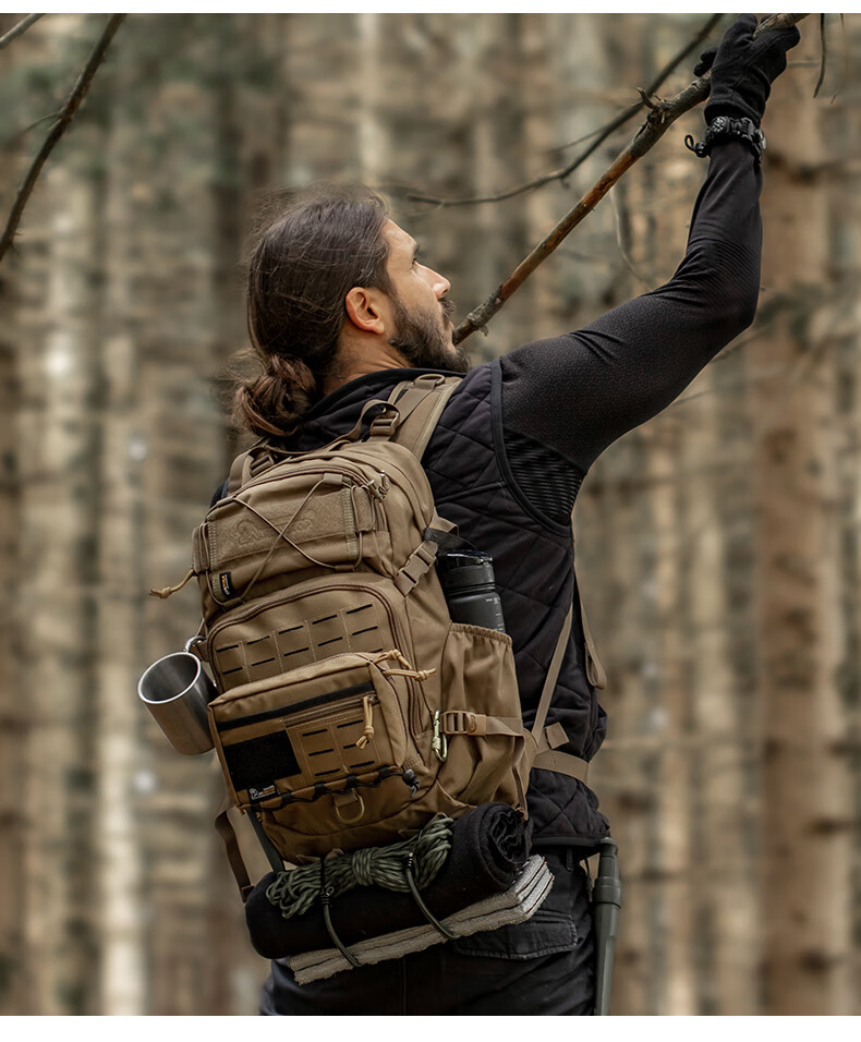 MARDINGTOP Men's Backpack Large Capacity Travel Tactical Bag [Black Cyclone] Khaki - 25L 4