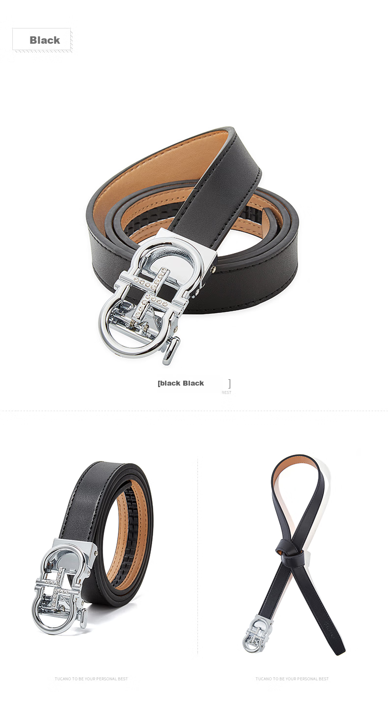 TUCANO Women's Leather Belt with Automatic Buckle, Versatile Fashion Waist Belt, Practical Birthday Gift for Women on May 20 8