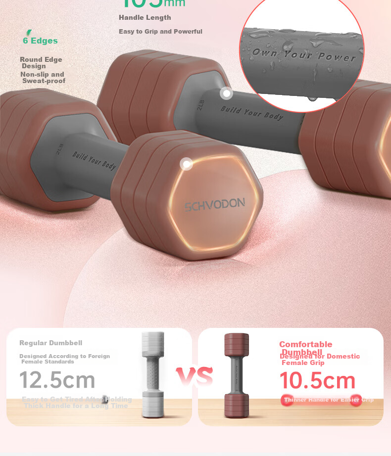 Schvodon Adjustable Dumbbells for Women's Home Fitness, Aerobics, Strength Training, Pure Steel, Approximately 2.27kg*2 Pieces 11