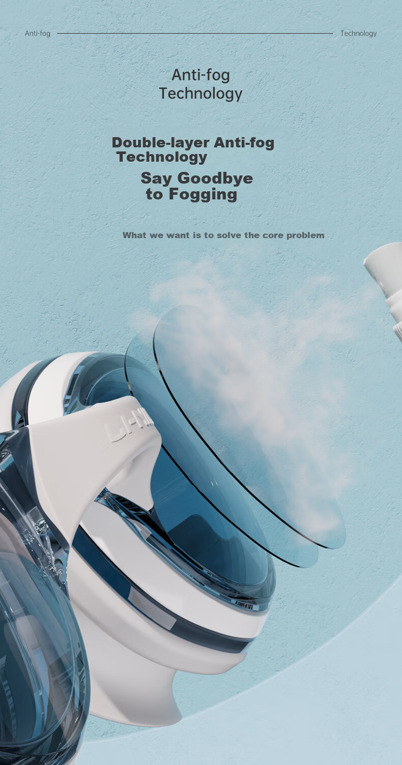 LI-NING Myopia Swimming Goggles, Waterproof And Anti-Fog, for Men And Women, High-Definition Swimming Glasses, Specially Designed for Myopia, LNJT224-13 Aurora White, -5.00 Diopters 3