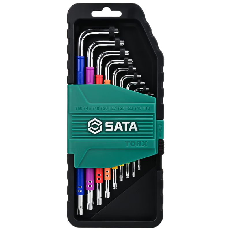 SATA Boxed Rainbow Series 9-Piece Extra-Long Star-Shaped Wrench Set, 709112