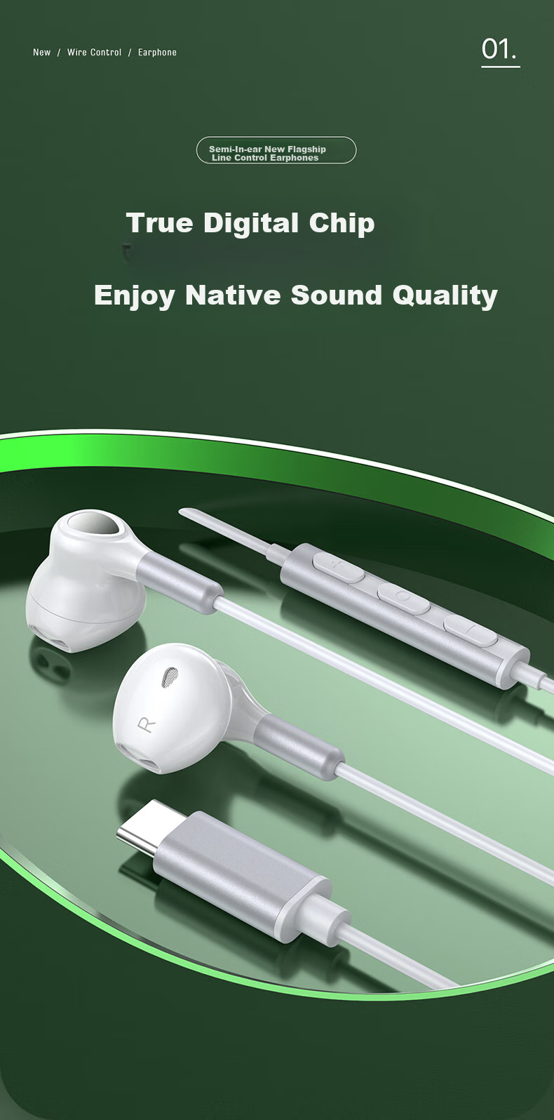 DOOSEYUON Three-Star Earphones, Wired Type-C Compatible with Galaxy S25, S24, S23 Ultra, S22+, A54, S21, S20, S10, Note20, A53, Z Flip3, W22 1