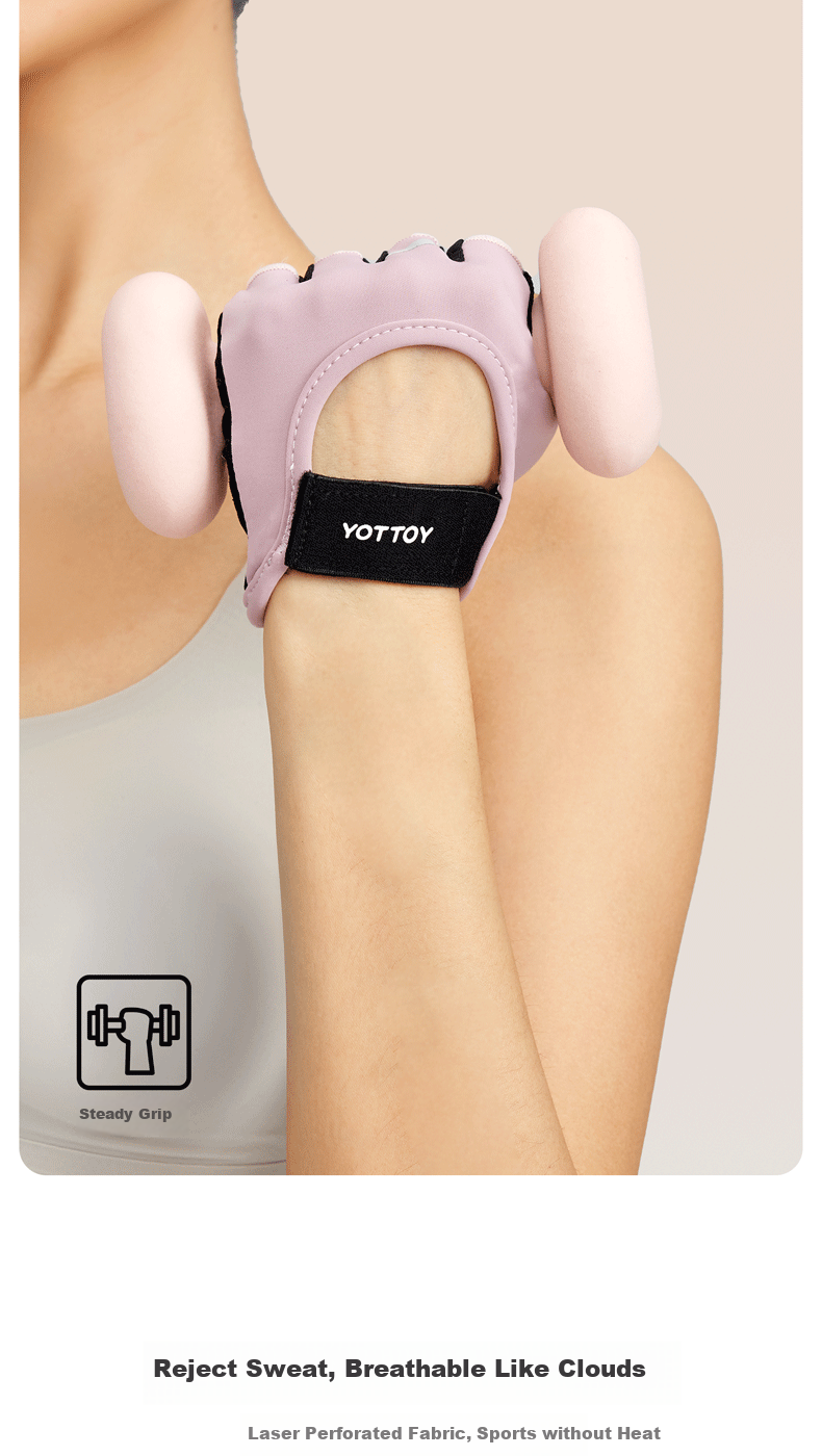 Yottoy Fitness Gloves for Men And Women, Sports Cycling Half-Finger Non-Slip Anti-Callus Pull-Up Equipment Training Gloves, Rosewood Pink M 4