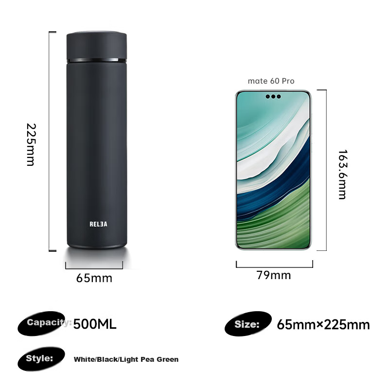 RELEA Insulated Mug for Men And Women, 316 Stainless Steel Water Bottle, Smart Temperature Display, Large Capacity, Car-Friendly Tea Cup, Birthday Gift