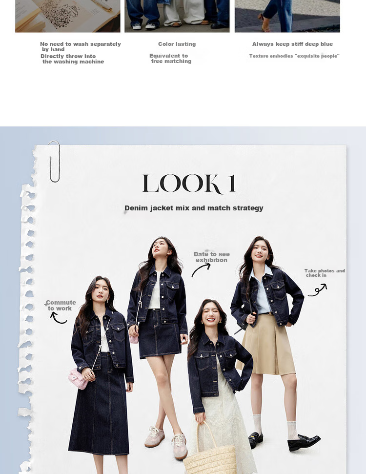 Sentubila Casual Denim Jacket for Women, Spring Season, Petite, Long-Sleeved, Loose-Fitting Outerwear, Slim-Fit Top, Navy Blue, M 11