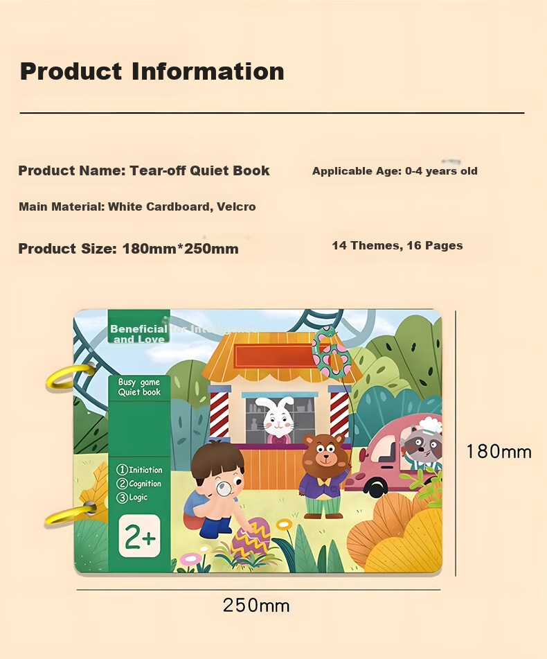 Danmiqi Children's Early Education Magic Tape Toy, Quiet Book, Tear-Off Sticker, Enlightenment Cognitive Game Book, Baby Birthday Gift 14