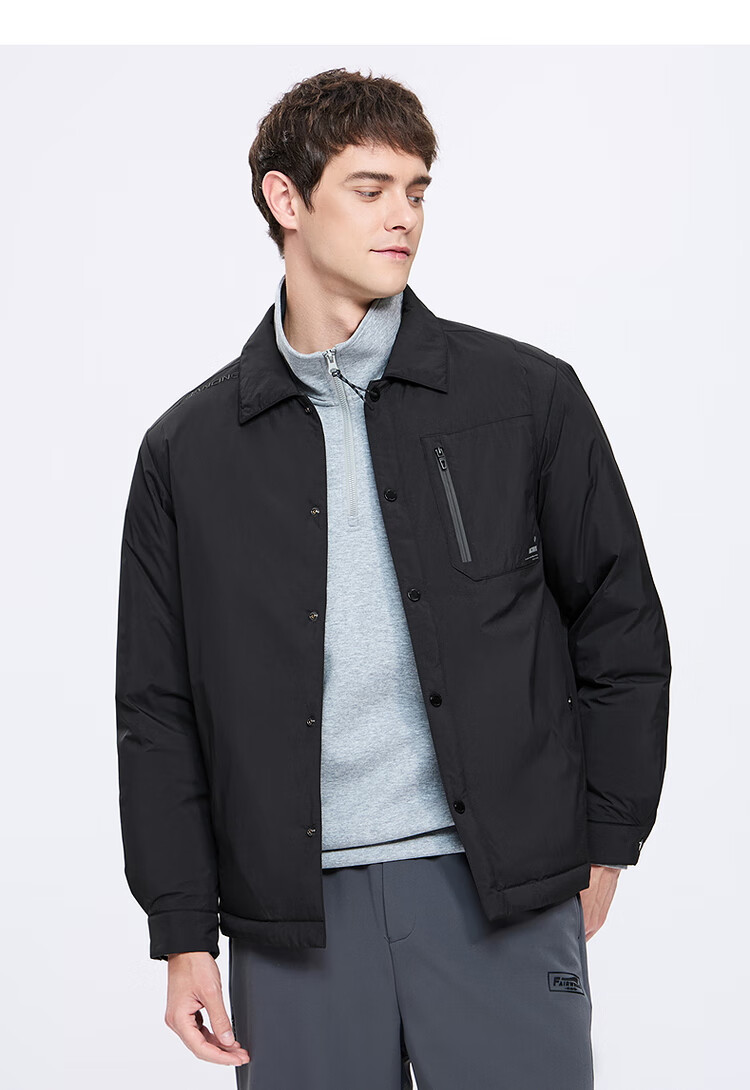 Dancing with Wolves [Heat Gathering Down] Trendy Workwear Lapel Jacket Lightweight Warm Men's Down Jacket 701 Khaki S 3