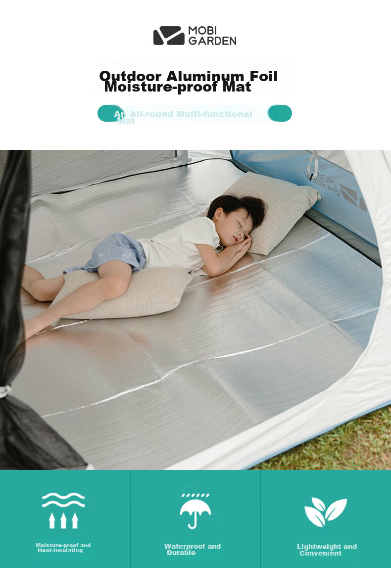 MOBIGARDEN Moisture-Proof Mat, Outdoor Camping Waterproof Portable Park Picnic Mat, Double-Sided Aluminum Film Mat, NX20663008, Silver 2