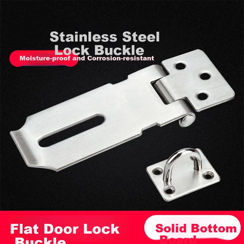 Chugong Stainless Steel Lock Latch with Padlock, Anti-Theft Bolt Door Bolt Door Nose Latch Door Catch, Stainless Steel Lock Latch with 40 Padlock 2