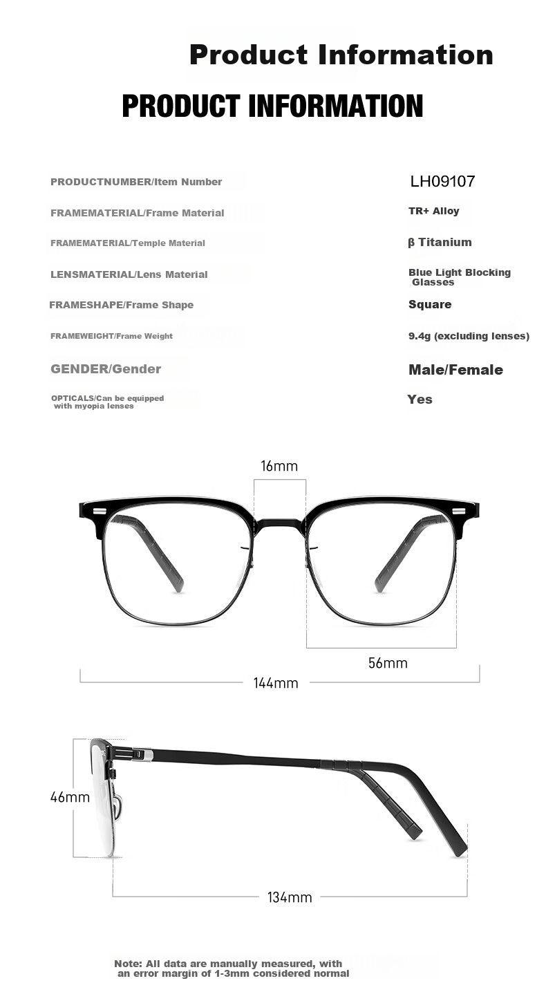 ZEISS Thin Steel Series | Ultra-Light Browline Business Semi-Rimless Myopia Glasses for Men, Professional Anti-Blue Light And Radiation Protection, Compatible with ZEISS Lenses 8