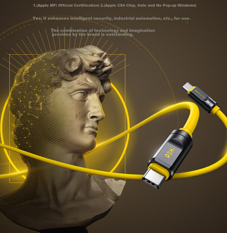 Aohi Adonis USB4 2.0 Fast Charging Data Cable, PD240W Full-Function 120Gbps Transmission, Dual Type-C, HD 8K Video Display, Screen Casting, Expansion Dock 16