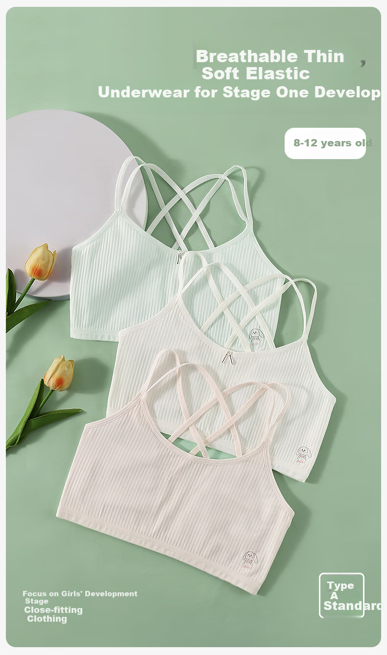 LangSha Girls' Modal Developmental Underwear First Stage Elementary School Children's Camisole Girls' Spaghetti Strap Bra 1