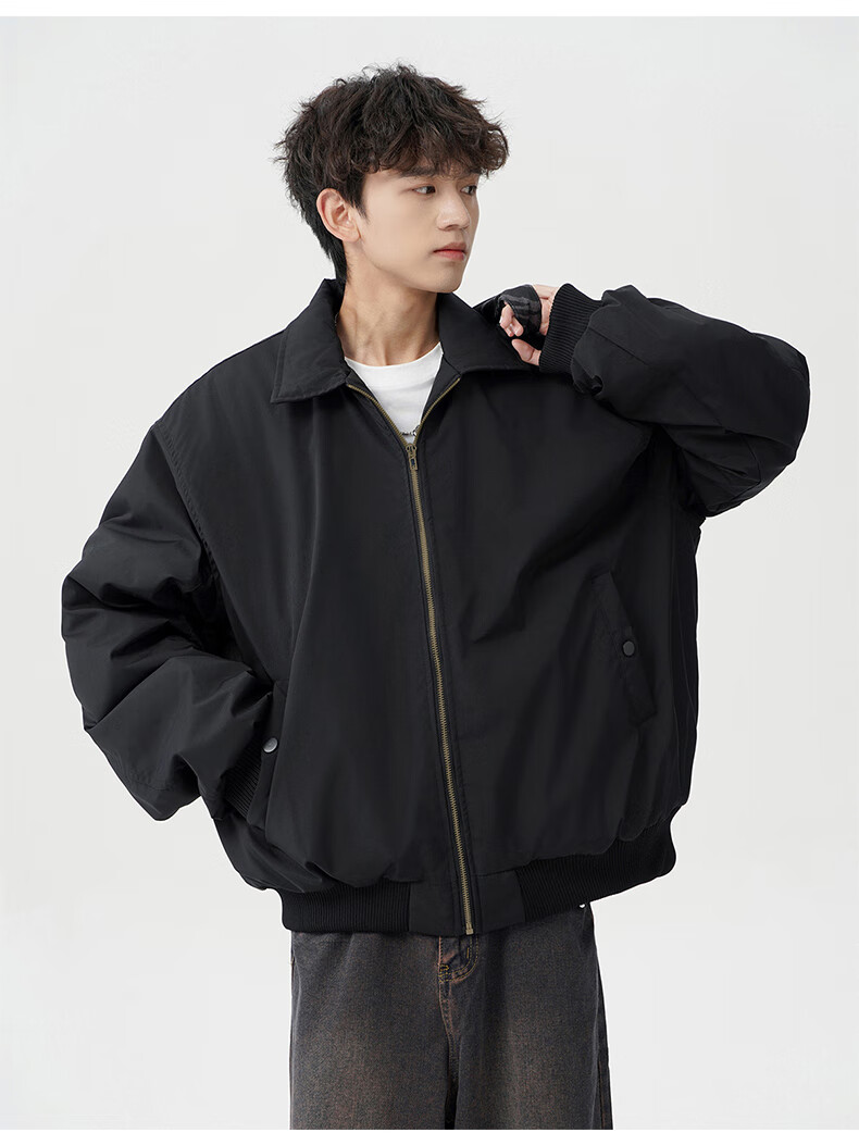 MMOPTOP Men's American Style Flight Jacket Autumn Winter Fashion Loose Casual Coat MJK10 Navy Blue 3XL 4